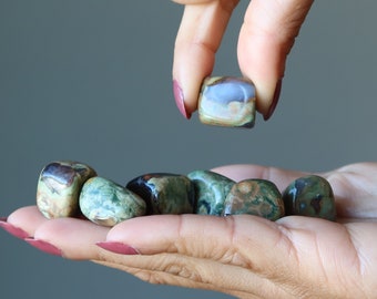 Rhyolite Tumbled Stones Sound of the Rainforest Green Crystal