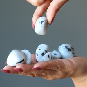 Moonstone Tourmaline Tumbled Stones Rainbow Full Moon Gem