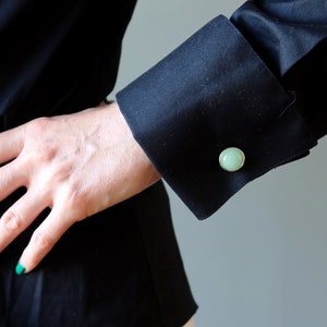 Aventurine Cufflinks Dress for Success Elite Green Gems in Silver image 1