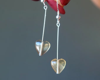 Fluorite Earrings Yellow Heart Smile Sunshine Gems Sterling Silver