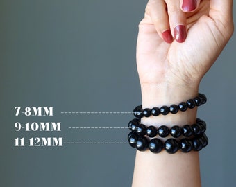 Black Tourmaline Protection Bracelet Smooth Stones