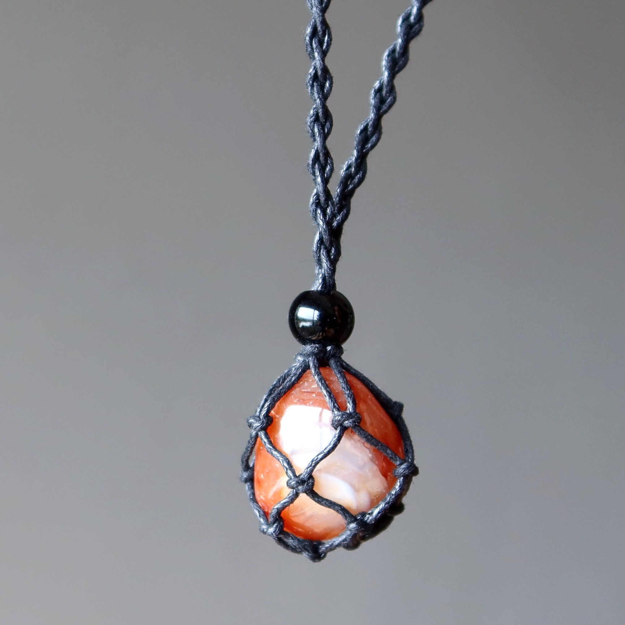 Handwoven Burnt Orange Macrame Necklace - Women Jewelry Orange Rope Necklace: Handmade Macrame Fiber Jewelry - Etsy main image 4