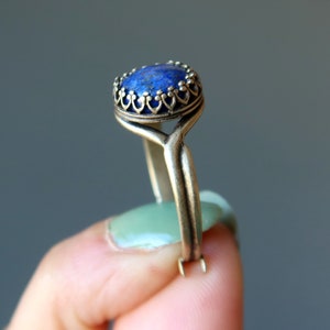 Lapis Ring Antiqued Brass Adjustable Blue Dreamers Delight