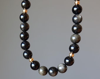 Collana in ossidiana con lucentezza dorata e pietra Soul Serenade