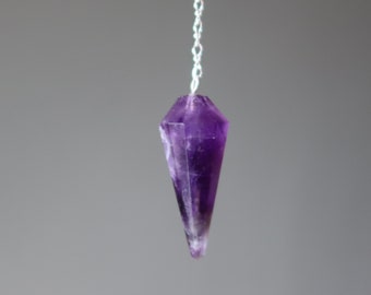 Amethyst Pendulum Deluxe Sterling Silver Purple Gemstone Divination Tool