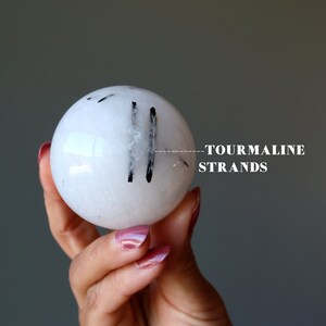 Quartz Tourmaline Sphere Protective Black Gem Crystal Ball