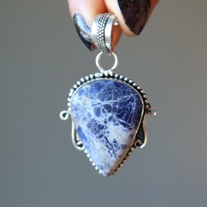 Sodalite Pendant Peace Please Blue Crystal Sterling Silver