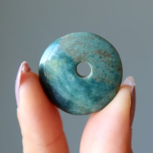 Cristal de conexión a tierra con forma de dona de piedra preciosa de jaspe verde