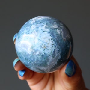 Moss Agate Sphere Orb Inspiration Light Green Crystal Ball image 1