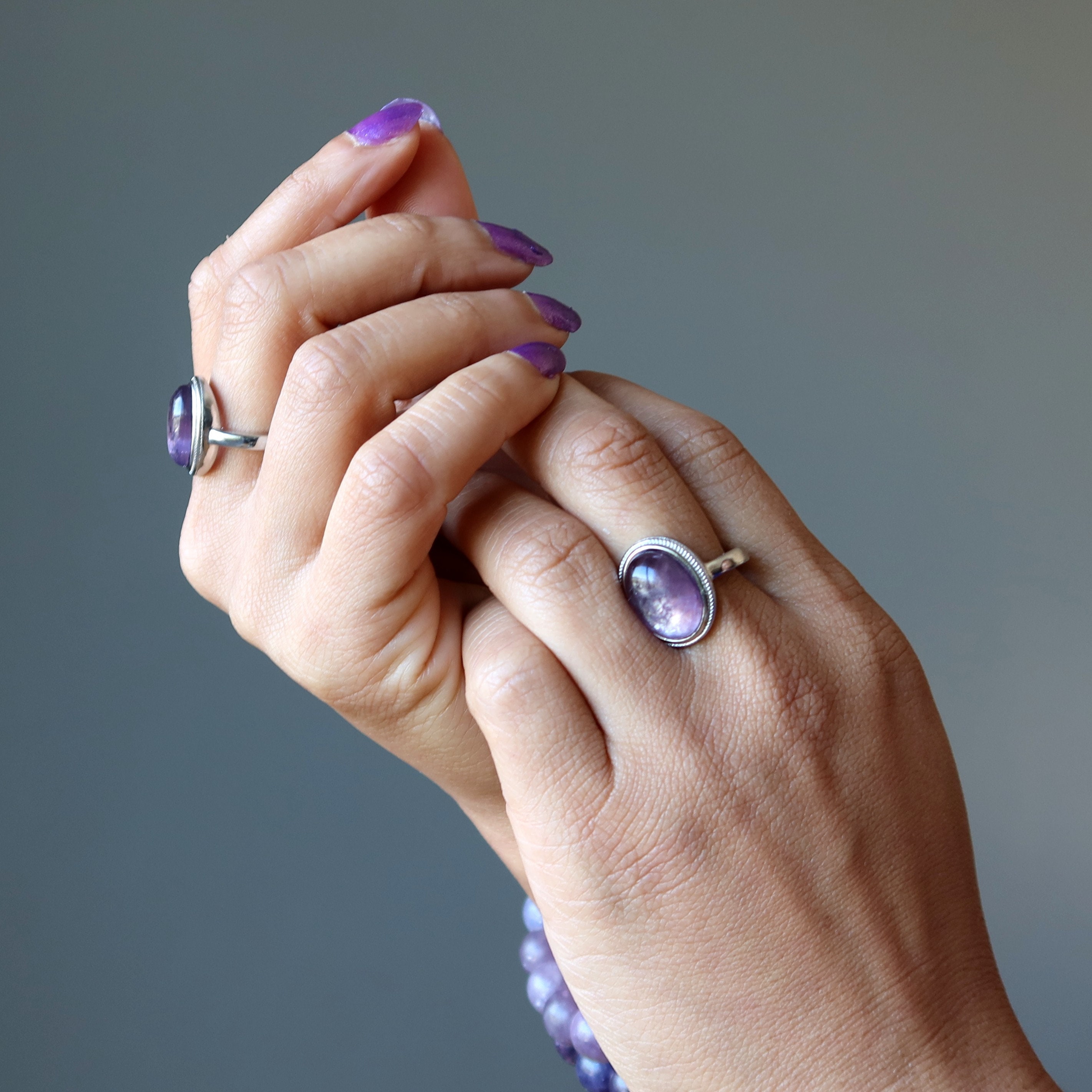 Lepidolite Ring Spiritual Zing Shiny Purple Gem White Bronze - Etsy