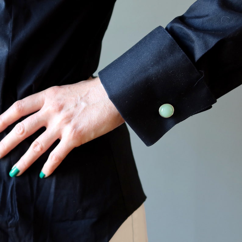 Aventurine Cufflinks Dress for Success Elite Green Gems in Silver image 1