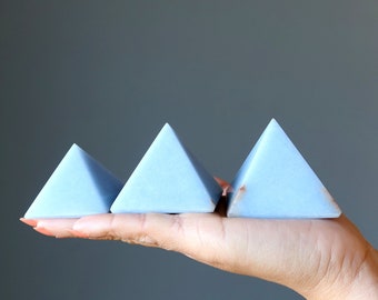 Angelite Pyramid Ascend to the Angels Spiritual Blue Crystal