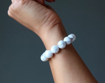 Howlite Bracelet Faceted White Gemstone