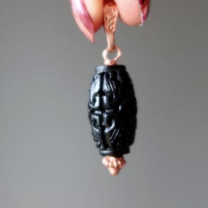 Jet Pendant Protective Talisman Invincible Black Gem Copper