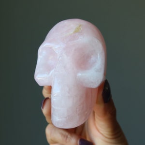 Rose Quartz Skull Love Pink Crystal Carving Gemstone