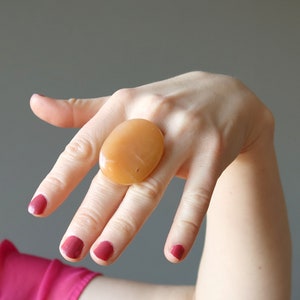 Red Aventurine Ring Big Power Gem Orange Adjustable Bronze