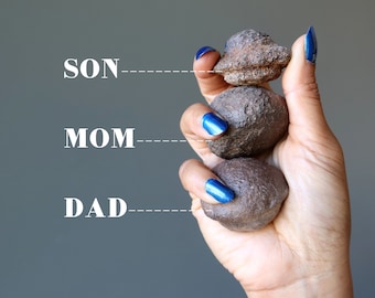 Juego familiar de mármol Moqui: bolas de conexión a tierra de piedra chamán para papá, mamá e hijo.