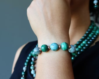 Chrysocolla Malachite Bracelet Goddess Copper Beads