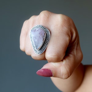 Rose Quartz Ring Love it Rough Pink Stone Sterling Silver