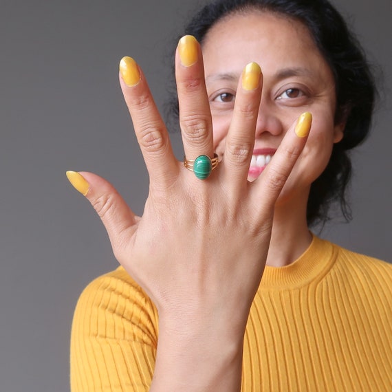 Malachite Ring in Adjustable Gold - image 9