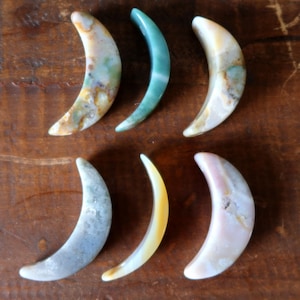 Agate Grid Crystal Set of 3 Moon Pendant Charms