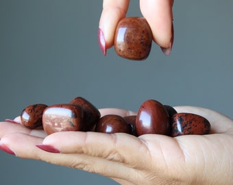 Acajou, obsidienne, pierre roulée, cristal de protection contre les bosses