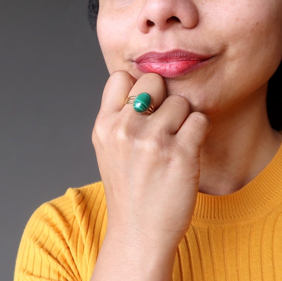 Malachite Ring in Adjustable Gold - image 8
