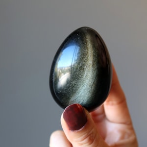 Sheen Obsidian Egg Gold Silver Ultimate Luxury Protection Stone