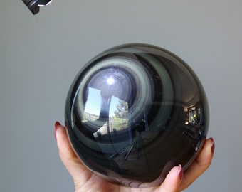 Rainbow Obsidian Sphere Protection Black Crystal Ball