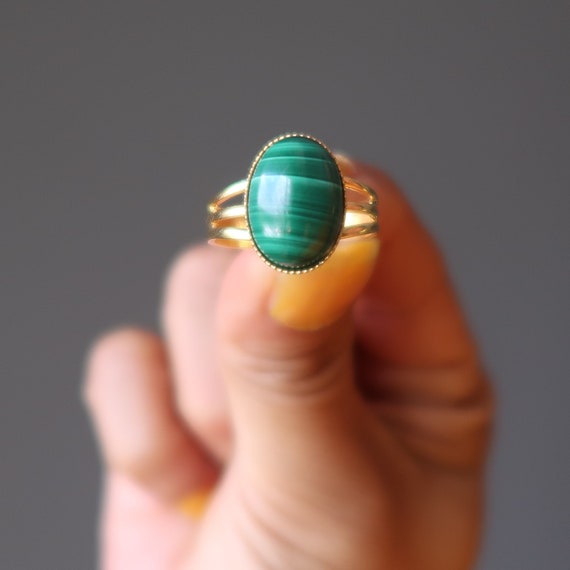 Malachite Ring in Adjustable Gold - image 1