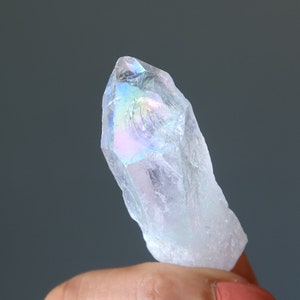 Aura Quartz Point Raw Rainbow Happy Healing Crystal