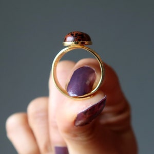 Mahogany Obsidian Ring Sophisticated Gold Status Adjustable