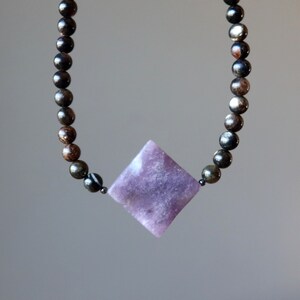 Lepidolite Necklace Purple Spirit Protection Black Mica