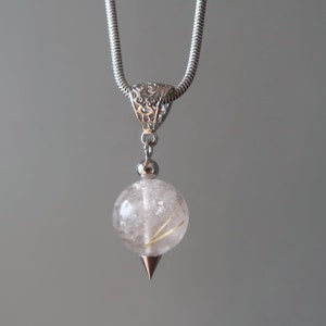 Quarz Rutilierte Halskette Klare Magische Edelstein Kugel Goldene Rutile