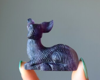 Fluorite Deer Magical Meadow Animal Figurine Purple Gemstone Crystal