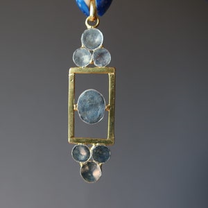 Lapis Pendant Picture of Perfection Blue Gemstone Gold Frame image 6