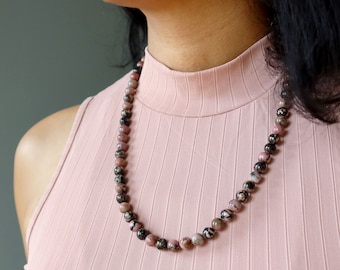 Collier rhodonite Love Bead Crystal