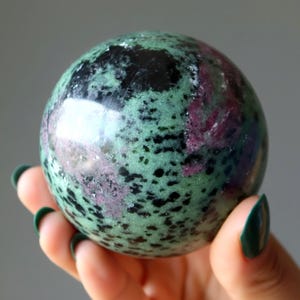 Ruby Zoisite Sphere Enchanting Love Crystal Ball Anyolite Green Red Stone Orb