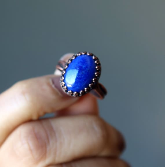 Lapis Lazuli Ring in Adjustable Antique Copper - image 1