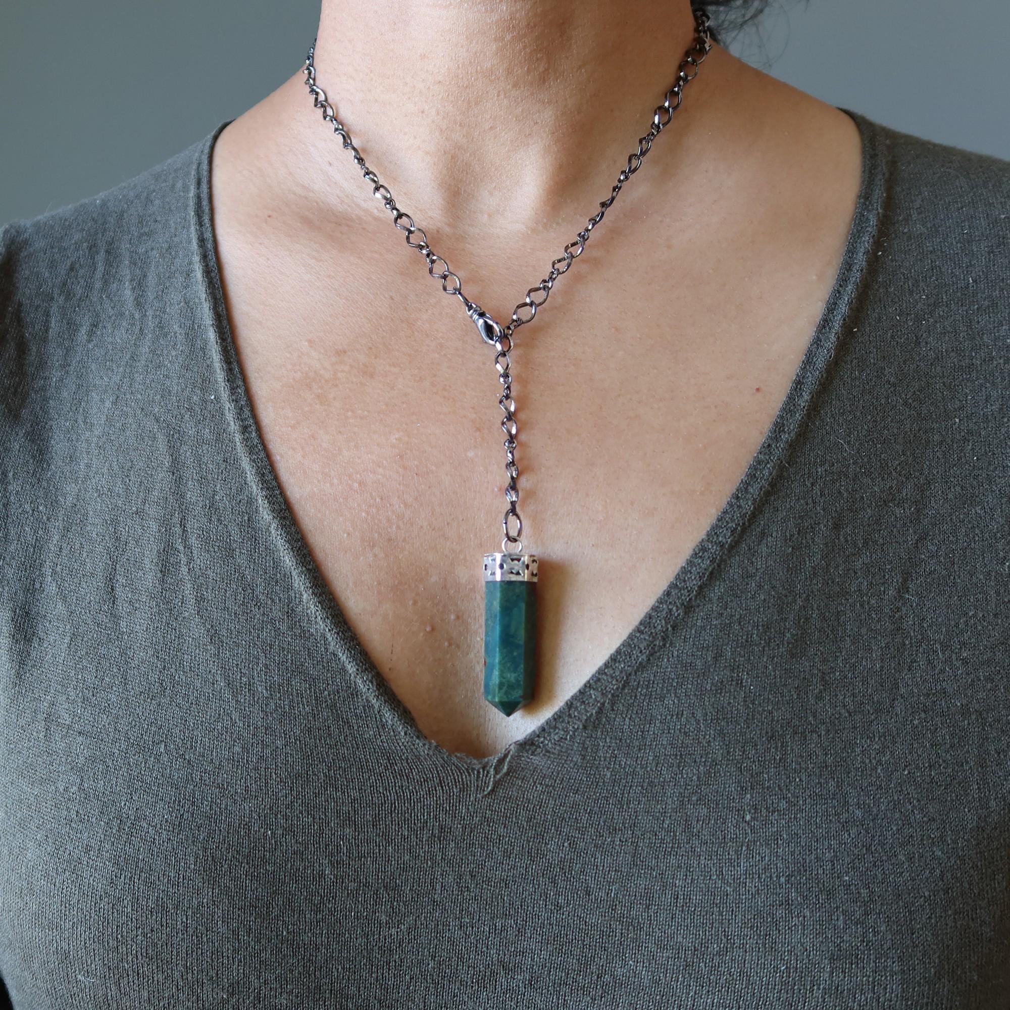 Bloodstone Necklace Convertible Point Pendulum