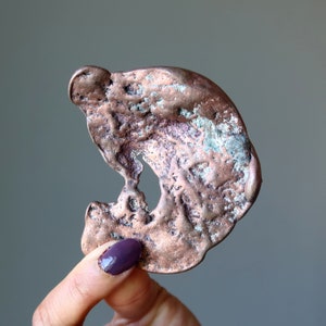 Copper Raw Crystal Dolphin in the Moon Natural Metal Sculpture