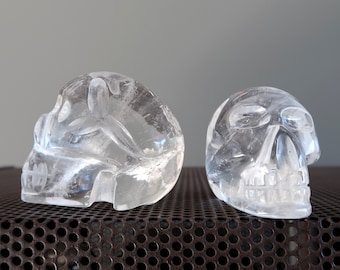 Clear Quartz Crystal Skull Carving, Meditation Stone