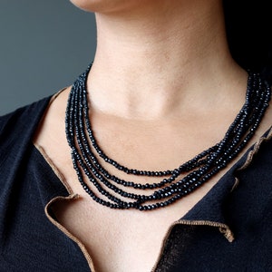 Spinel Necklace Black Empress Faceted 5-Strand Gems image 7