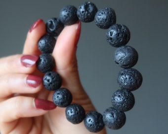 Pulseira de lava Vulcão Proteção Negra Cristal Curativo Difusor de Óleo