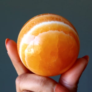 Orange Calcite Sphere Power Positive Energy Crystal Ball