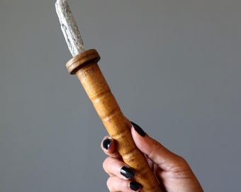 Kyanite Raw Crystal Wand Blue Gem in Vintage Wood