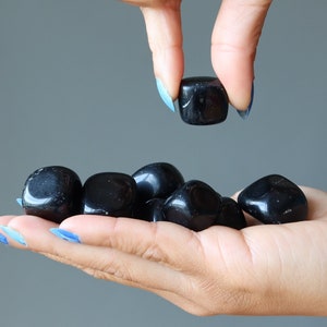 Black Obsidian Tumbled Stone Grid Spiritual Protection