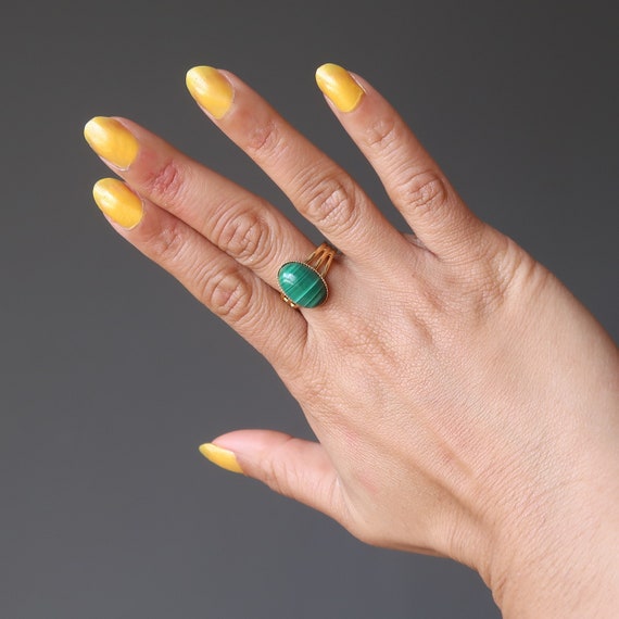 Malachite Ring in Adjustable Gold - image 5