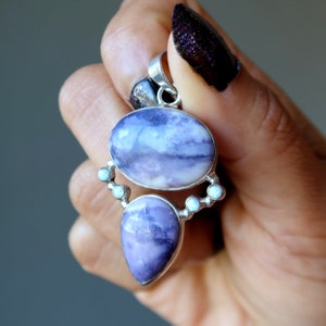 Fluorite Pendant Spiritual Purple Gemstone Rainbow Opal