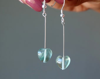 Orecchini in fluorite cristallina Mission of the Heart Pietra preziosa verde